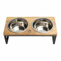 Exotic Mango Wood Elevated Dog Bowl Set