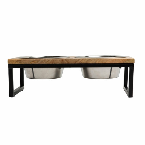 Exotic Mango Wood Elevated Dog Bowl Set